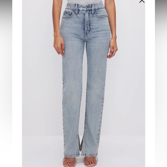 Good American Good Boy Split Hem High Waist Straight Leg Jeans